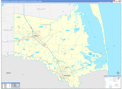 Brownsville-Harlingen Metro Area Wall Map Color Cast Style 2024
